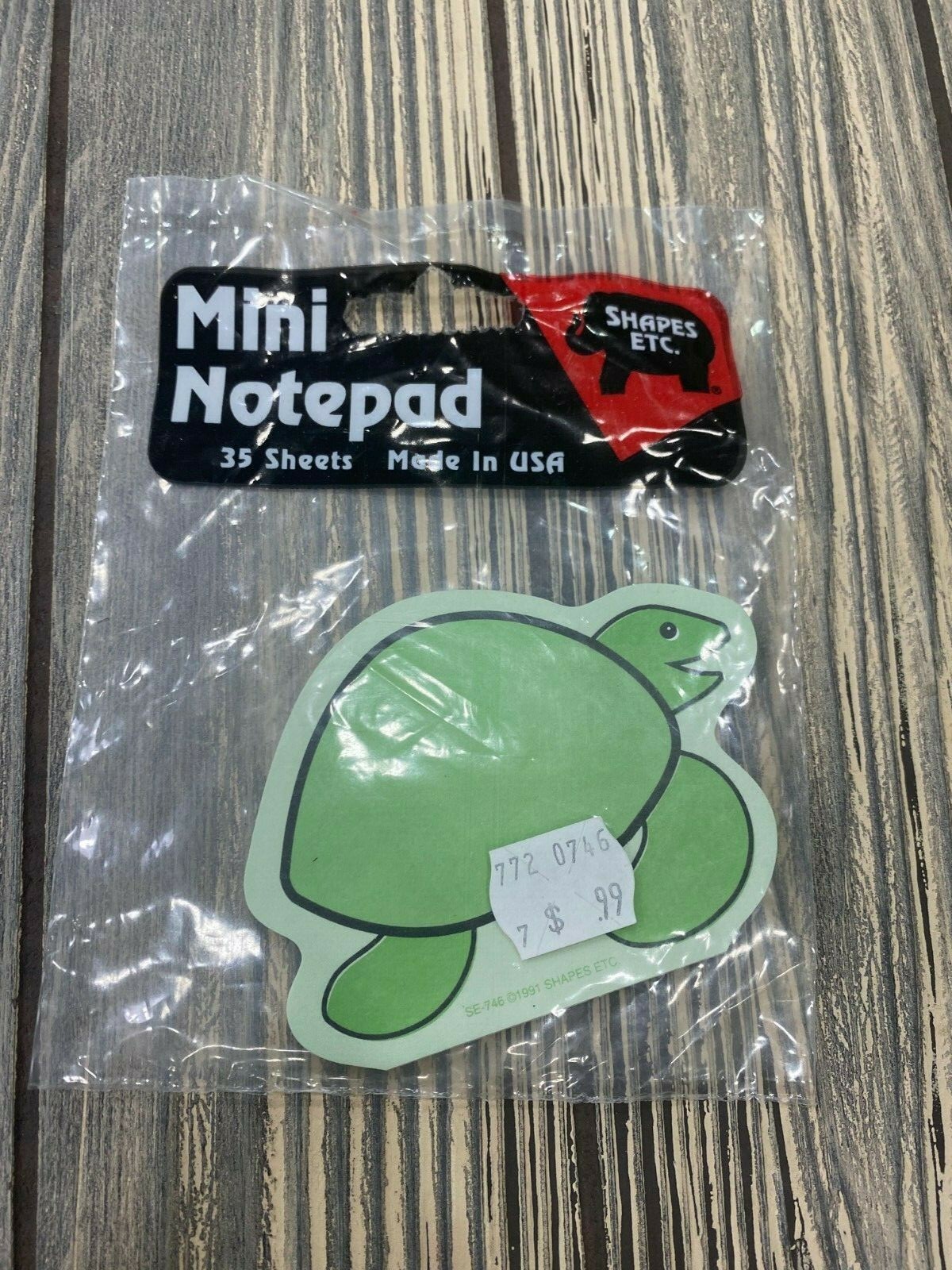 Vintage Shapes Etc Mini Notepad 35 Sheets 1991 Turtle