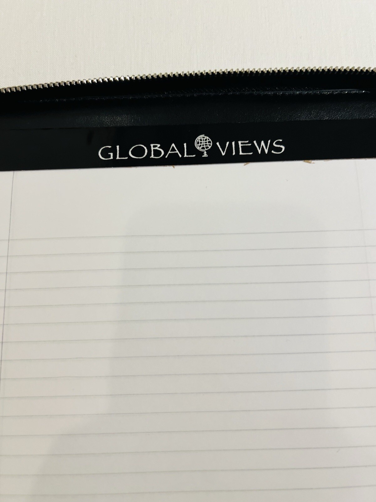 Global Views Work Folio A5 Premium Leather Portfolio Zipper Closure Black New