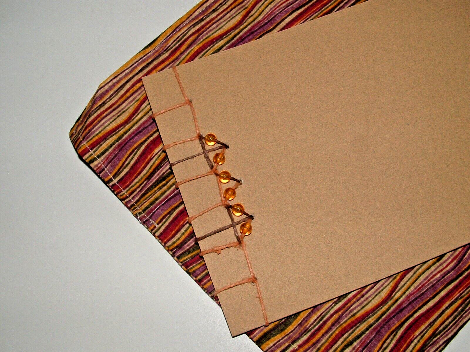 Blank Journal Notepad w/ Fold-Over Fabric Pouch (2), Hand-stitched Side-Bound