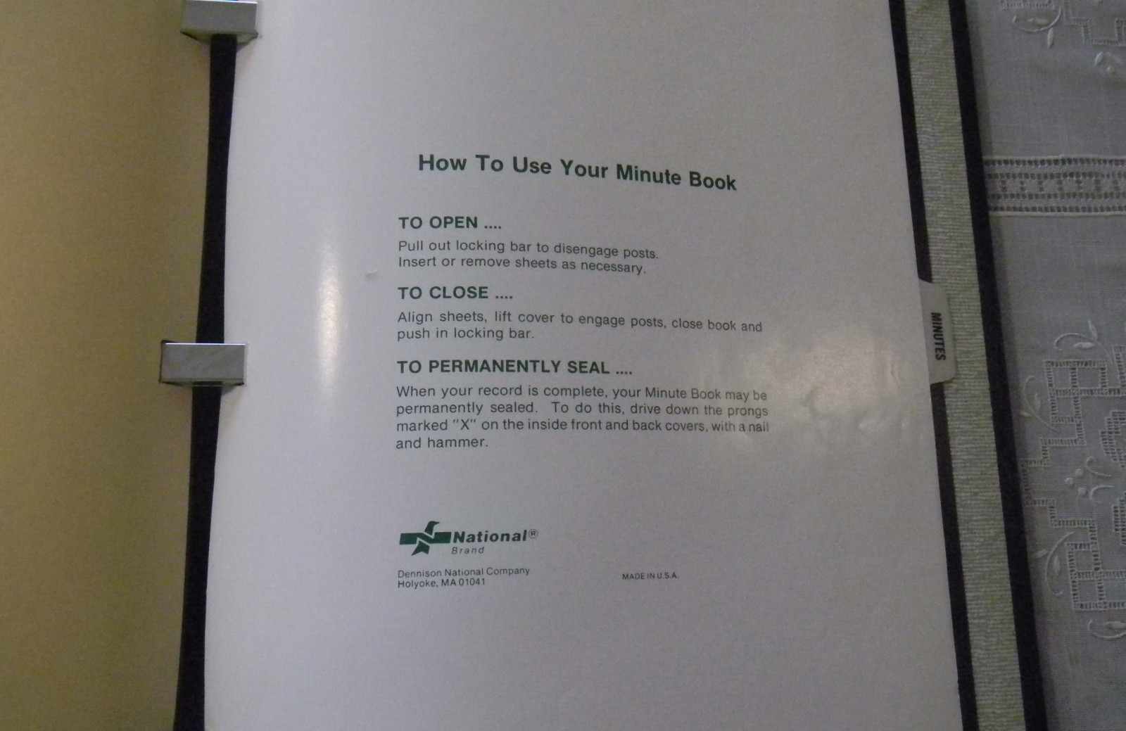 Vintage NATIONAL 98-731 “Minute Book” Binder Maroon Leatherette For 8.5 x 11 in