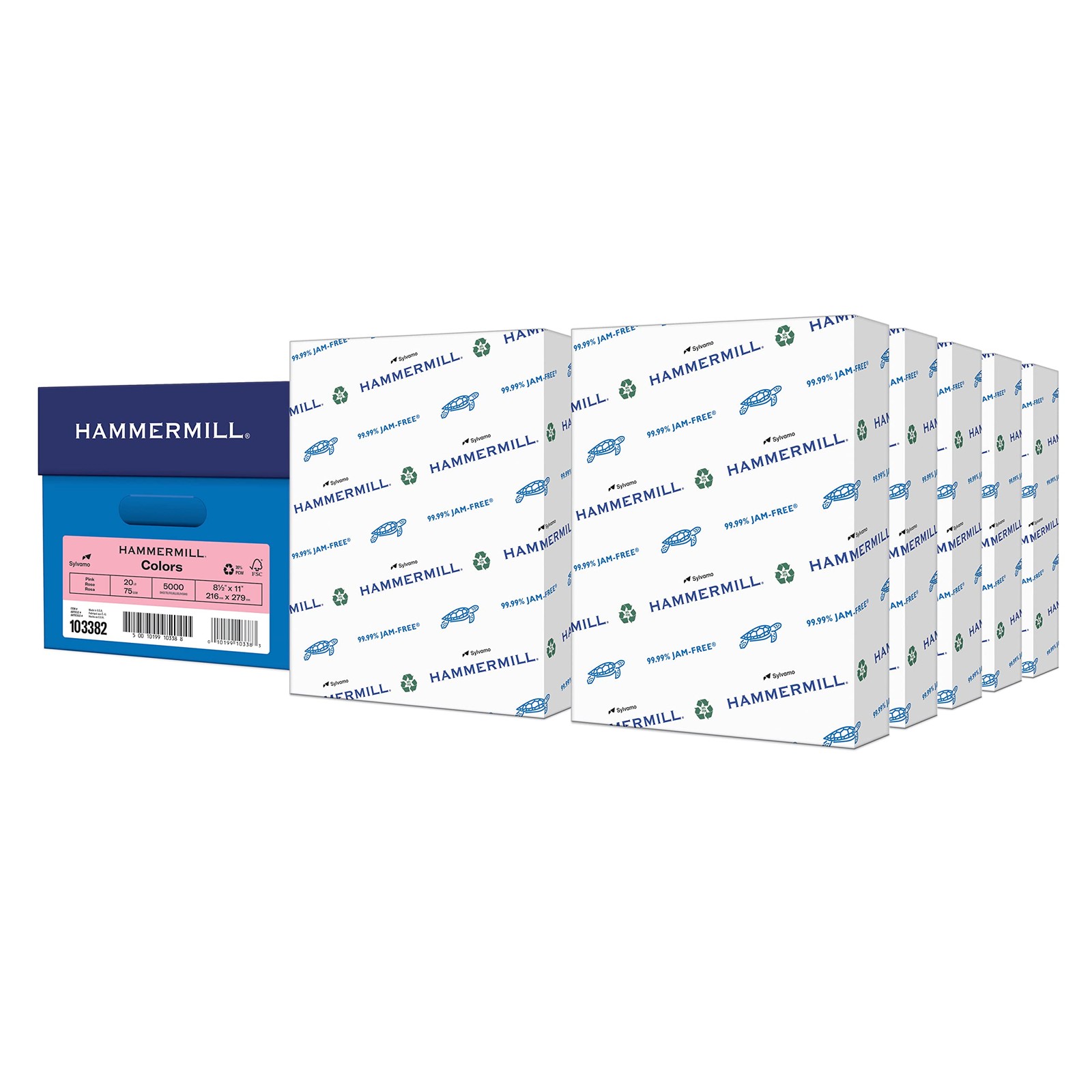 Hammermill Pink 20lb Copy Paper 10 Reams 5000 Sheets Jam Free Smooth Finish
