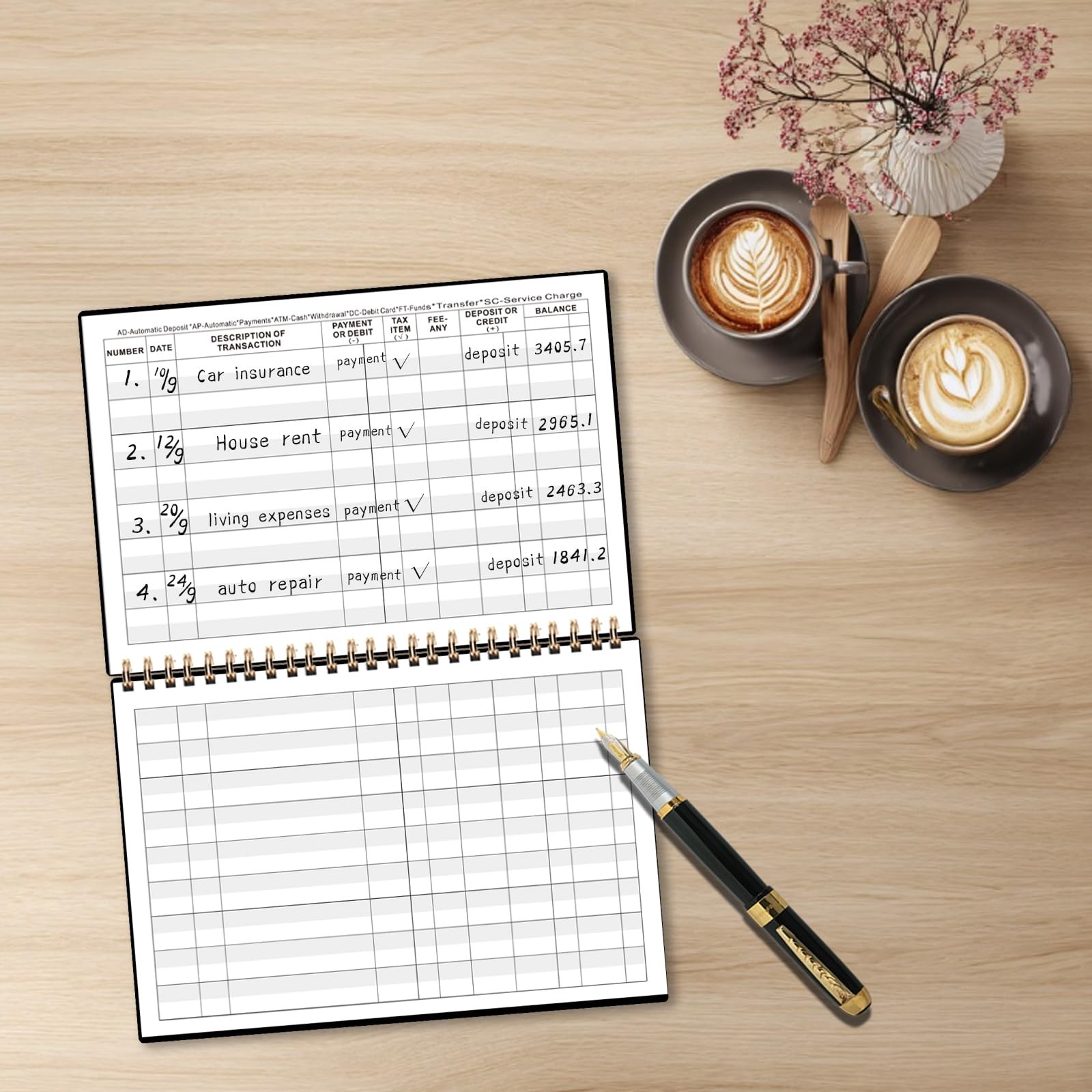 Print Checkbook Register Check Registers Book, 57/8″ x 81/2″, Large Print, E…