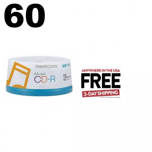 60 Memorex 40X Digital Audio Music CD-R 80min 700MB (Logo on Top) **1-3 DAYS