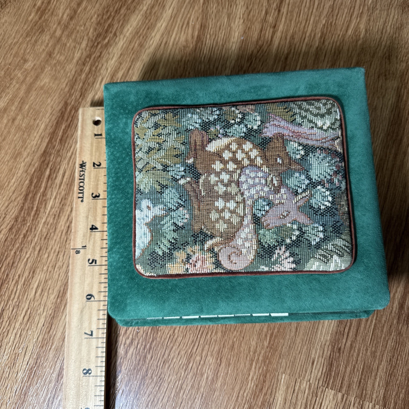 Vintage Paddy Gordon Tapestry Address Book Green Padded Deer Fabric Binder
