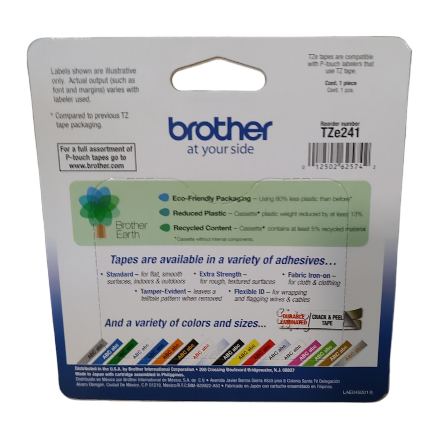 Brother 18mm (0.7″) Black on White Tape for P-Touch, 8m (26.2 ft)
