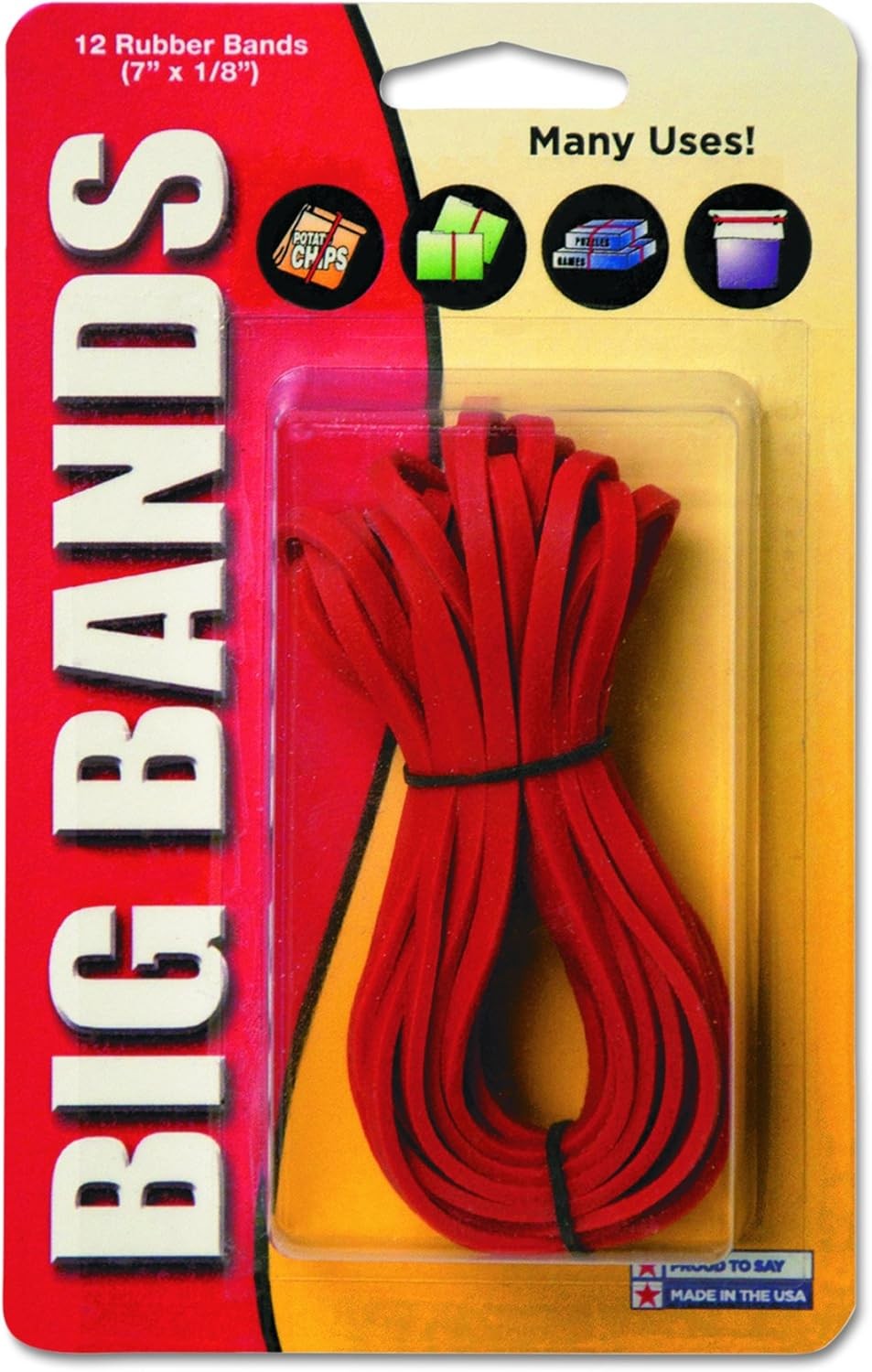 Alliance Rubber Big Rubber Bands 12 Pack 7-Inch X 1/8-Inch Red 00700