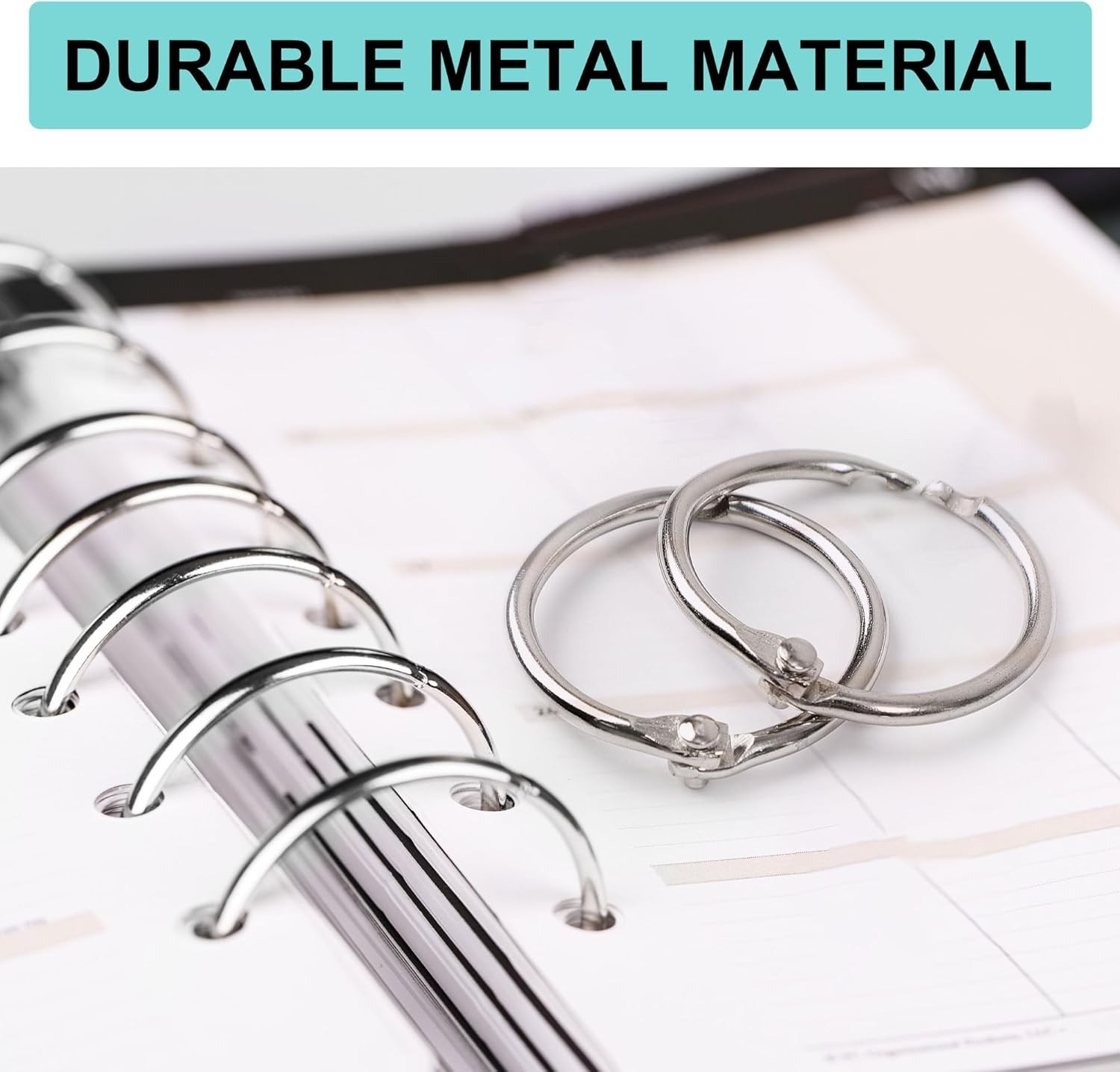 1″ Loose Leaf Binder Rings Metal 20 pcs Office Book Rings Hinge Locking Rings
