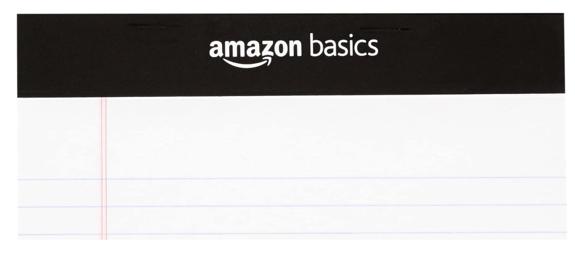 Narrow Ruled Lined Writing Note Pad, 5 Inch X 8 Inch, White, 12 Pack of 50 page