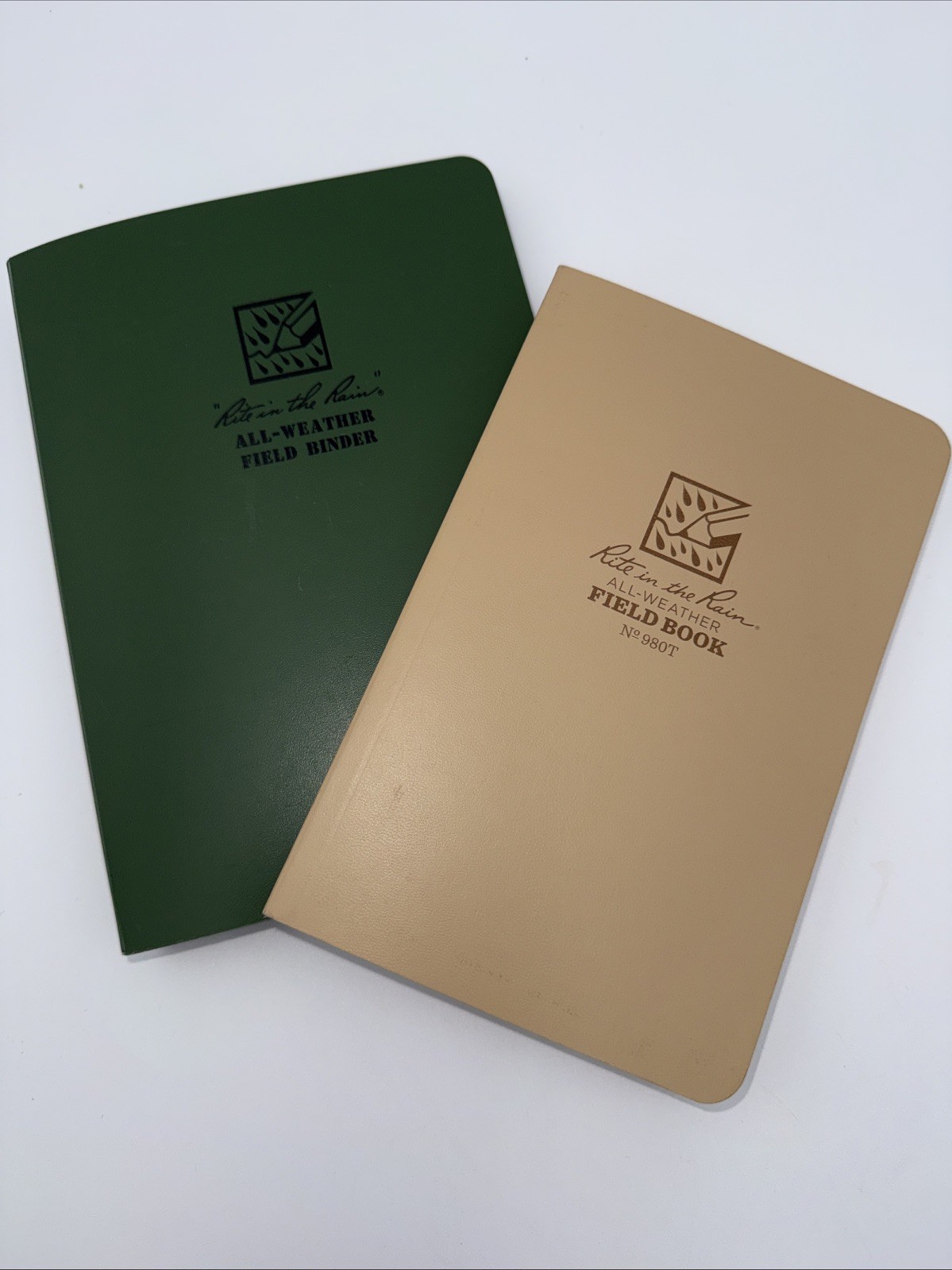 MILITARY WATERPROOF GREEN SPIRAL NOTEBOOK & BROWN COVER ALL WEATHER NOTEPAD
