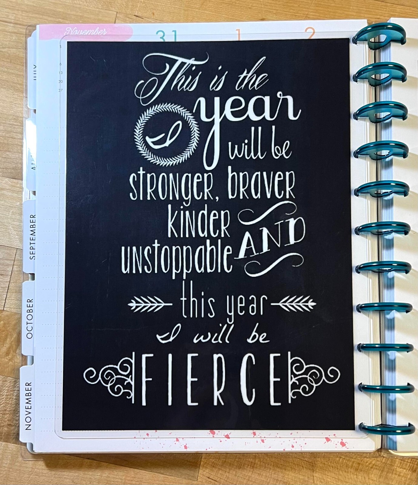 Fierce New Year Quote Two Sided Dashboard 4 use w BIG Happy Planner-