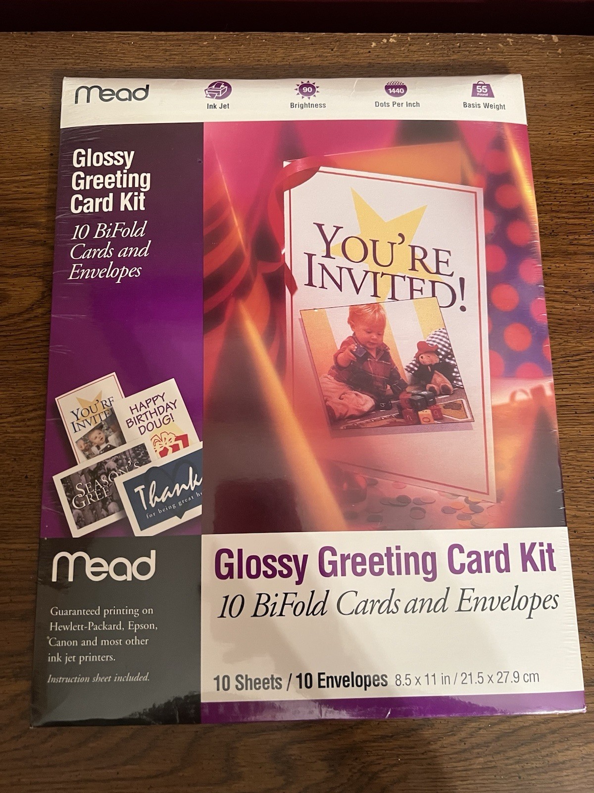 GLOSSY GREETING CARD KIT 10 BIFOLD CAR 8.5 x 11 NO ENVELOPES New