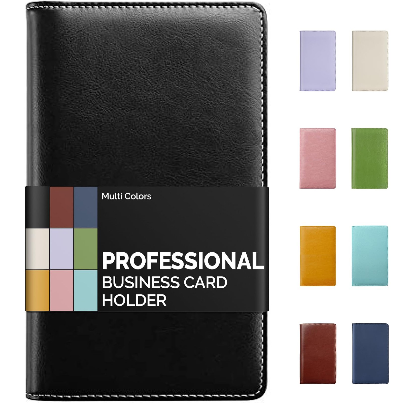 Sooez Leather Professional Business Card Book Holder 7.7″x 4.5″, Black