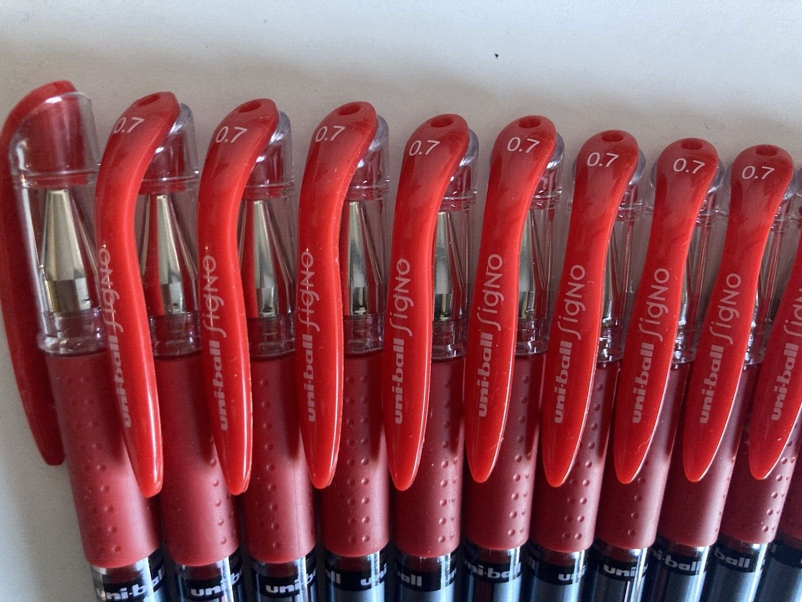 (12-CT) uni-ball Signo Gel GRIP Roller Ball Stick Gel Pen Red Ink Medium 65452