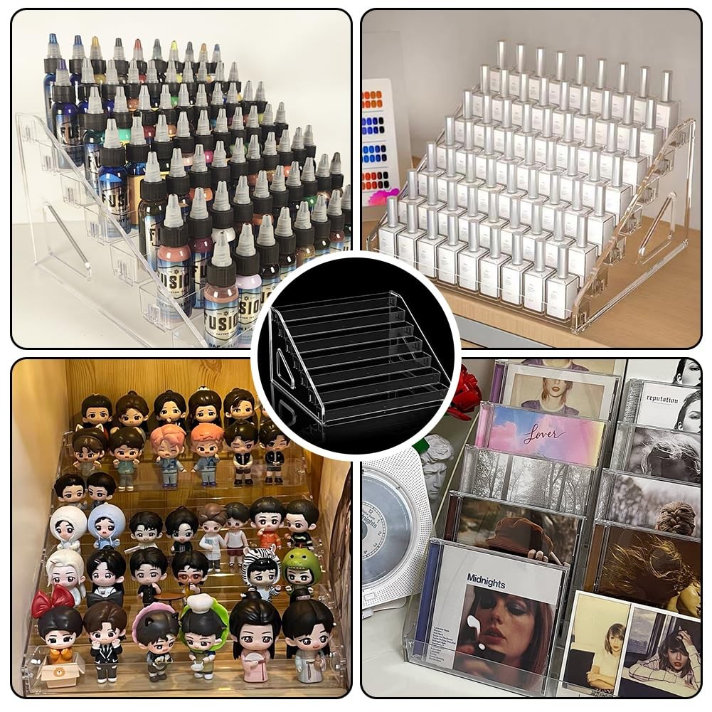 Trading Card Display Stand, 7-Tier Greeting Card Display Stand, 12 in Acrylic