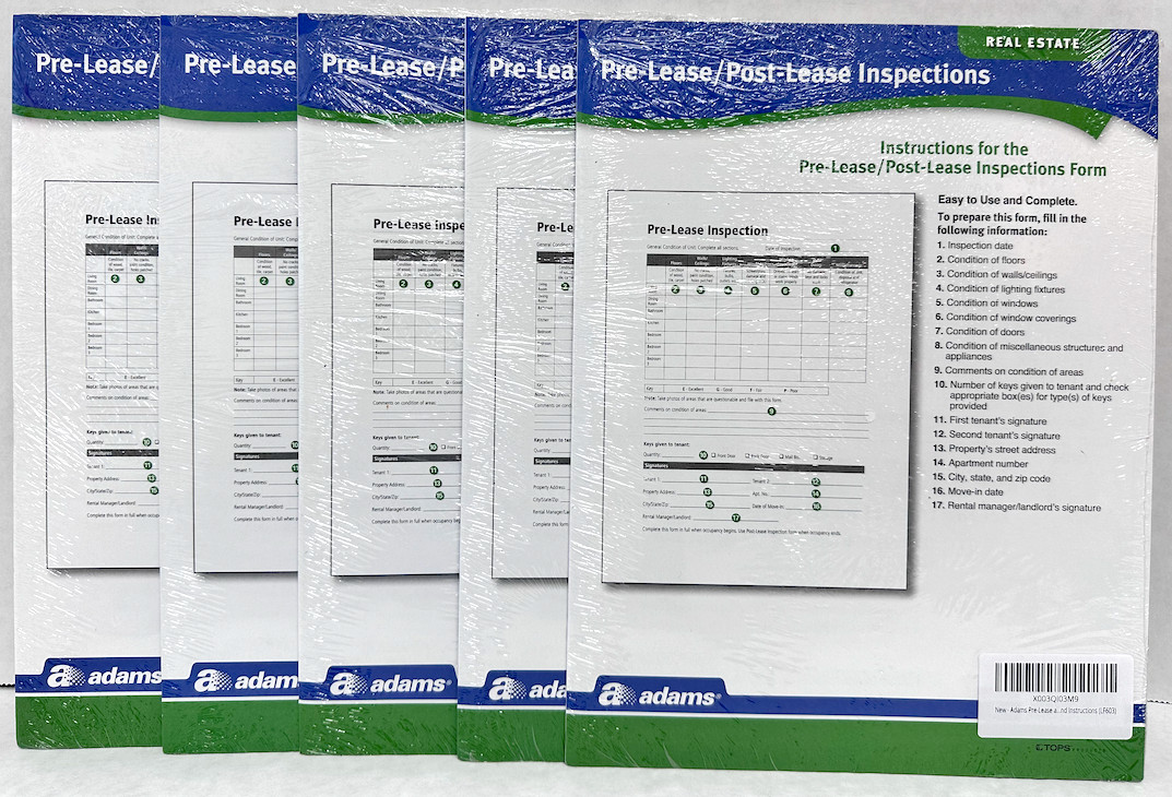 Lot of 5 Adams Pre-Lease & Post-Lease Inspections, Forms & Instructions (LF603)