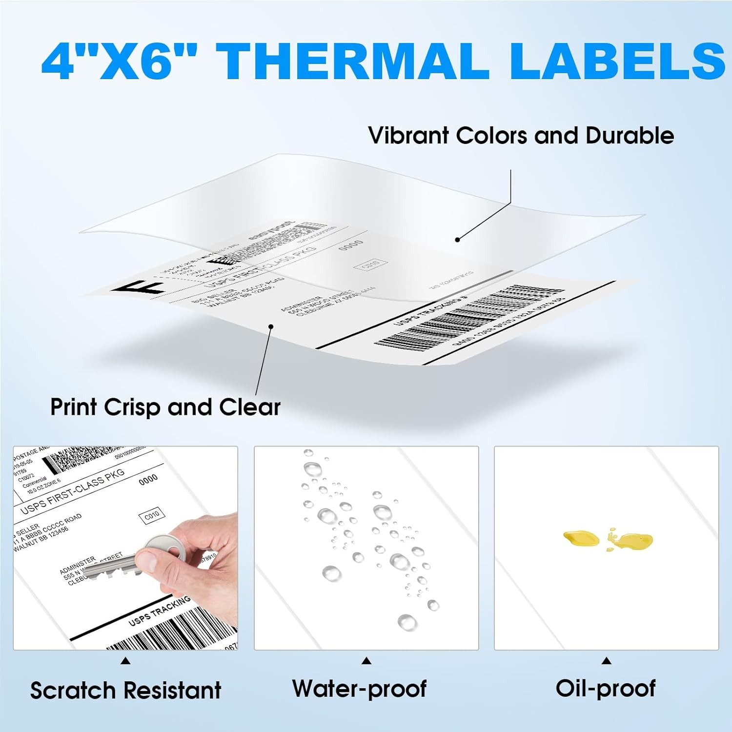 4″x6″ Direct Thermal Shipping Labels 250/Roll 450/Roll 500/Roll for Zebra Rollo