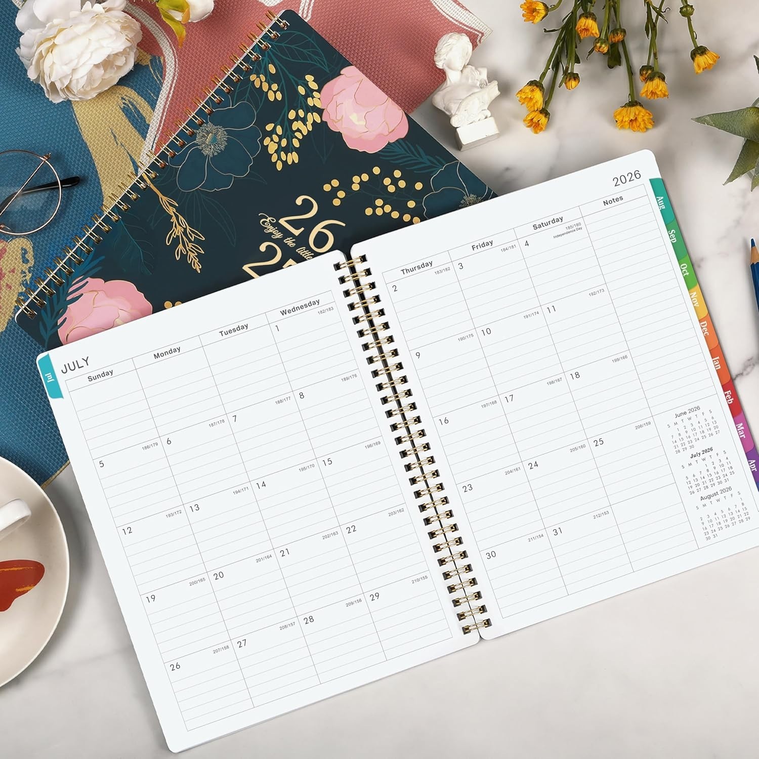 Durable 2026-2027 Academic Planner – Twin-Wire Binding & Back Pocket, 8” x 10”