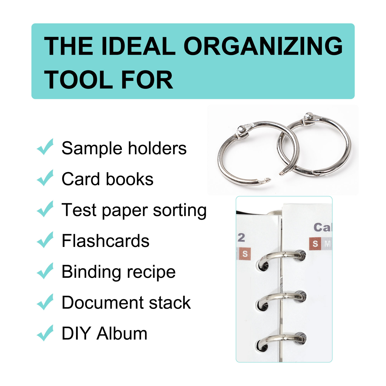 1″ Loose Leaf Binder Rings Metal 20 pcs Office Book Rings Hinge Locking Rings