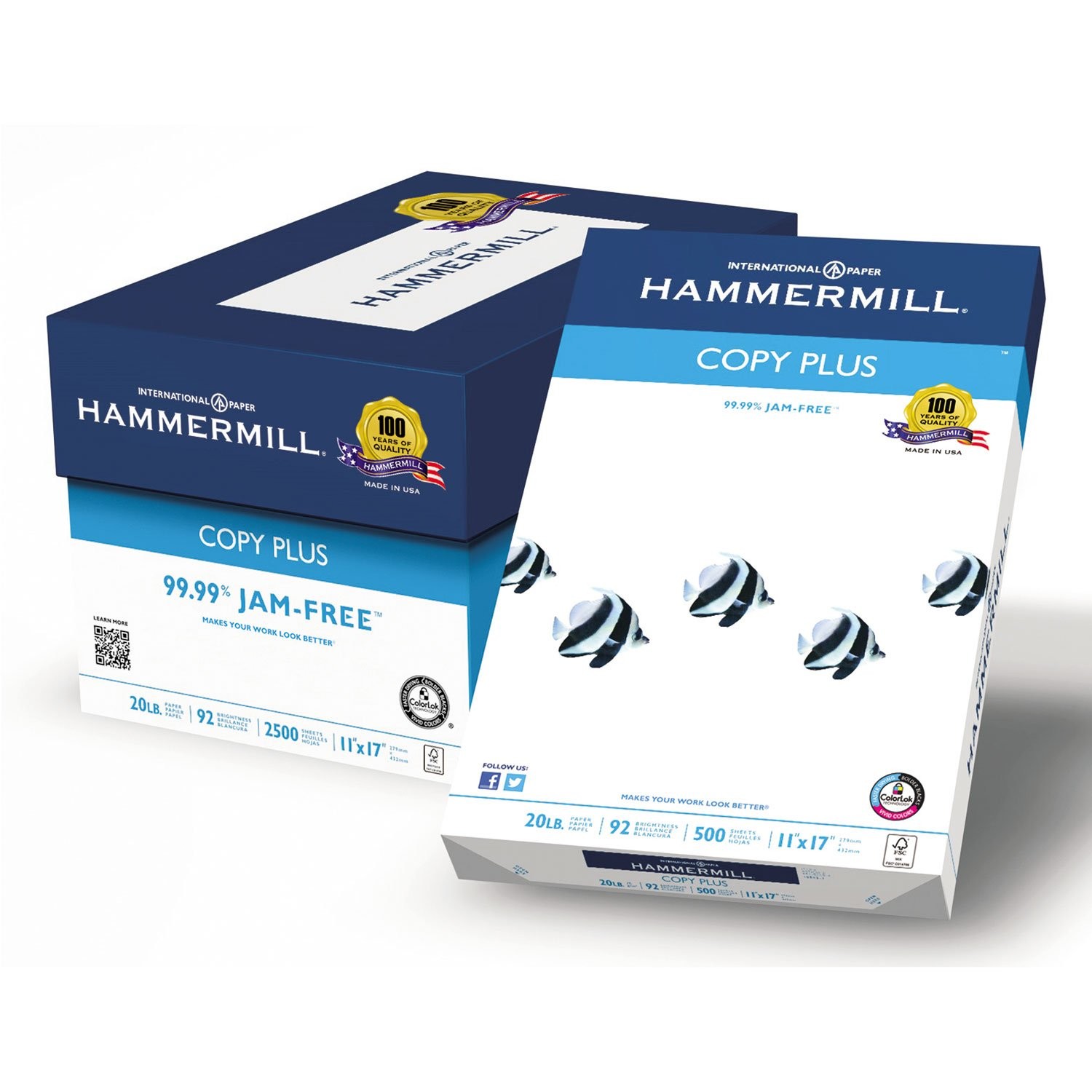 Hammermill 105023 Copy Plus Paper, 92 Brightness, 20lb, 11″ x 17″, White