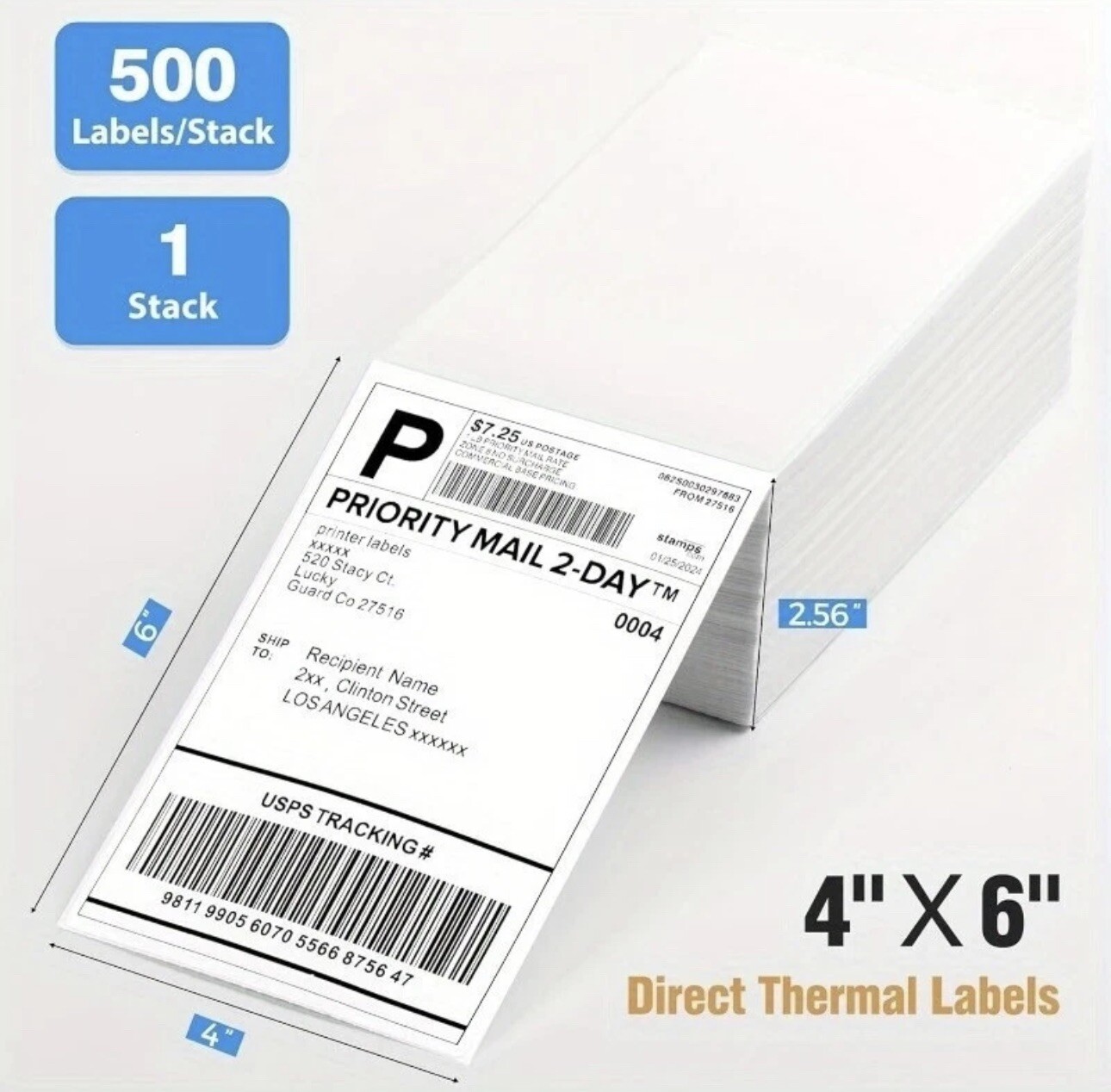 500Pack 500 4×6 Thermal Shipping Labels Foldable Any Prints Thermal LabelmPaper
