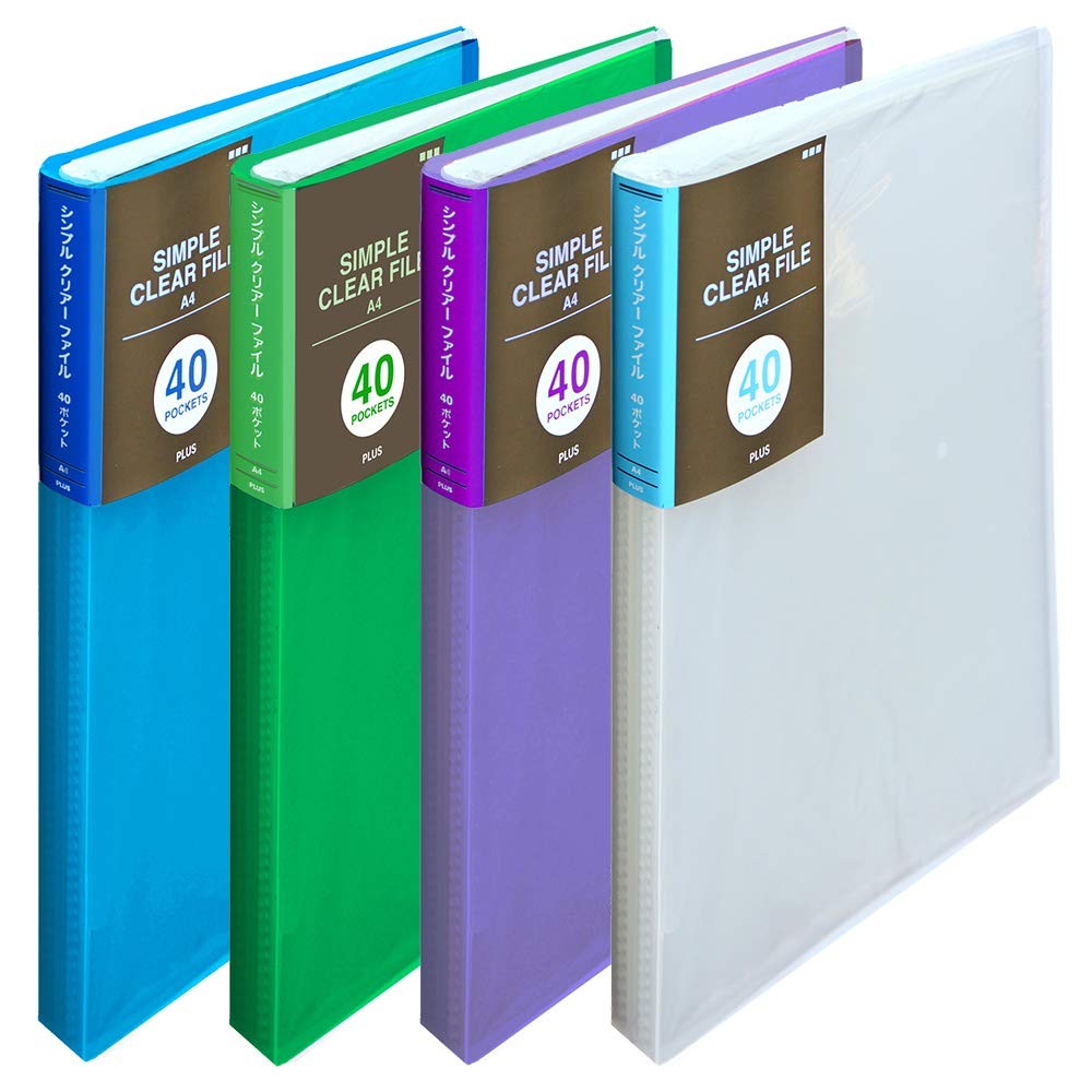 PLUS clear file A4 40 pockets 4-color set (Cold Color Set FC-240SC x 4)