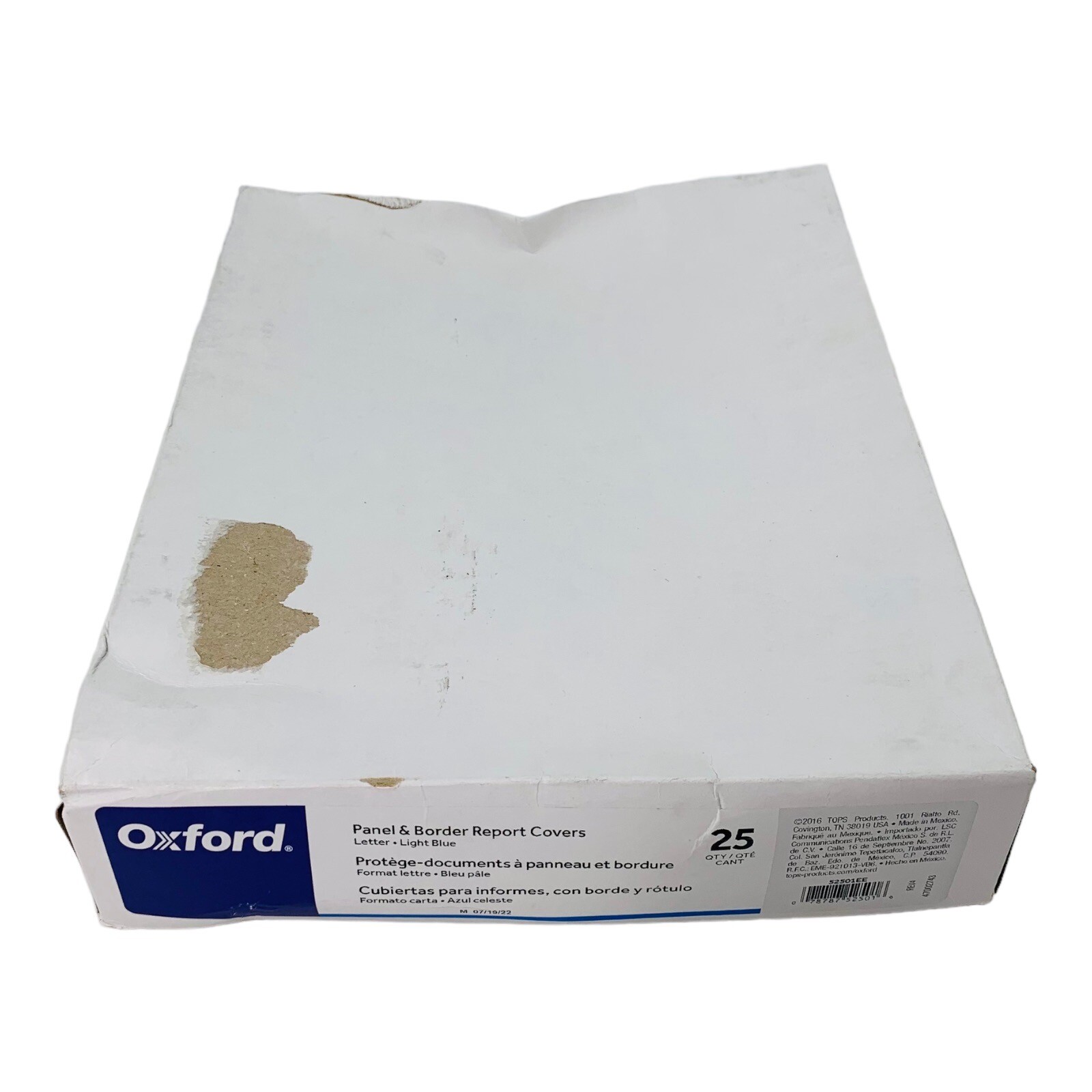 25 Count Oxford Letter Size Light Blue Panel & Border Front Report Cover
