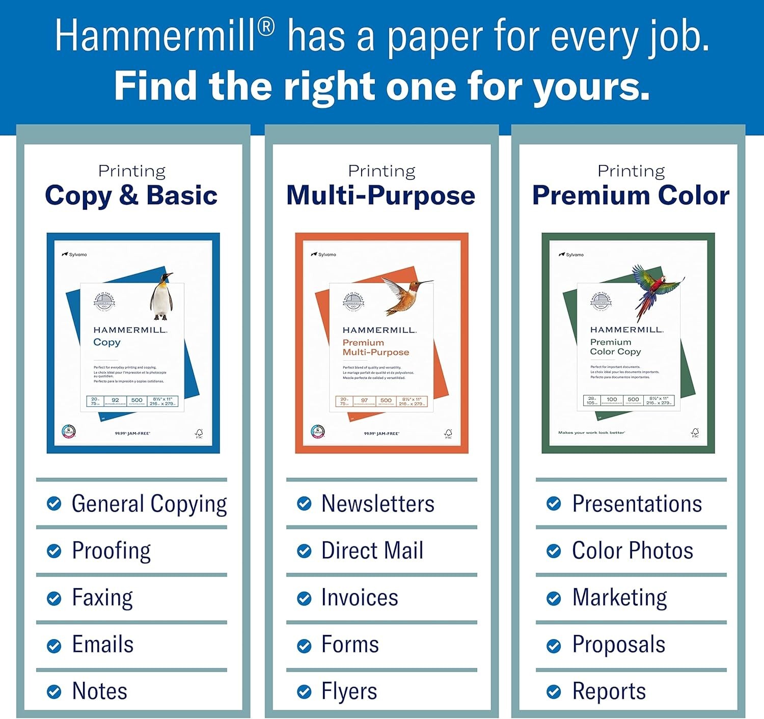 High-Quality 20 lb Copy Paper, Acid-Free, 8 Reams, 4,000 Sheets, Made in USA