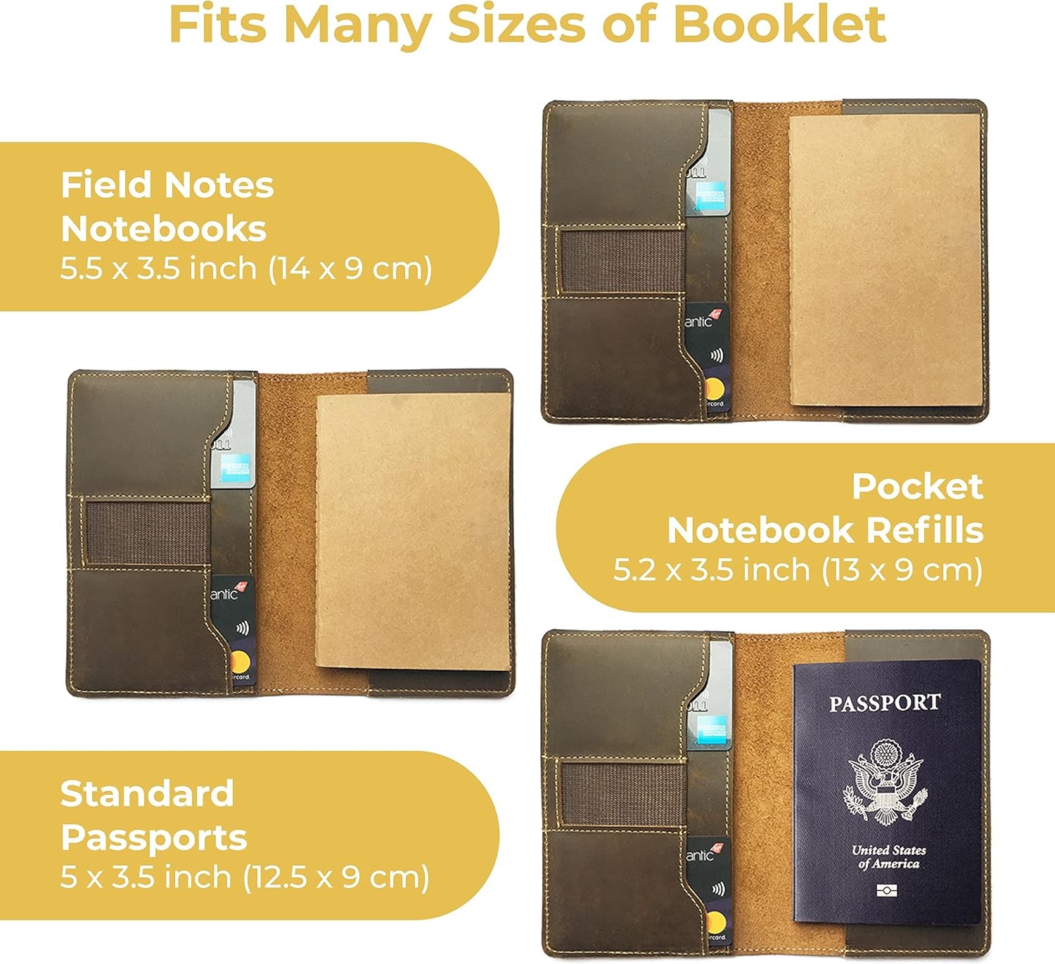 Sovereign Gear Leather Field Notes Cover for Moleskine 3.5×5.5in