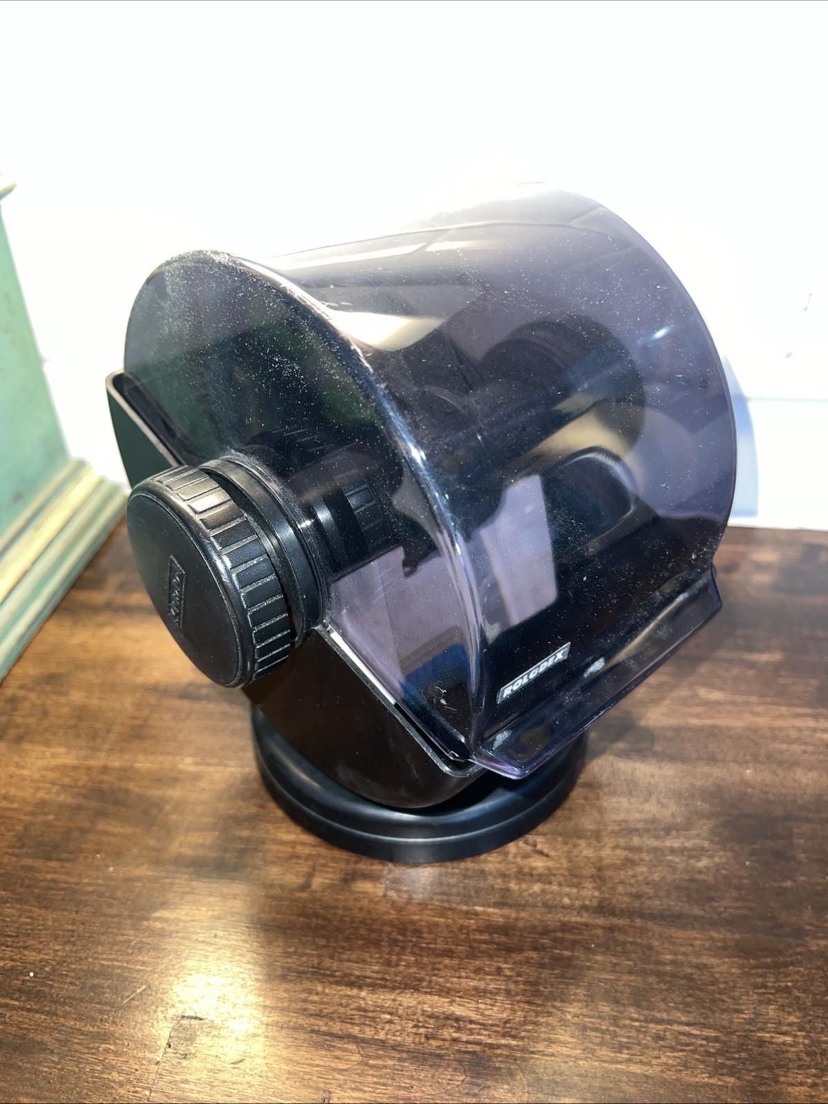 ROLODEX R-1084 Swivel Base Covered Rotary Card File Black w/ Blank Cards