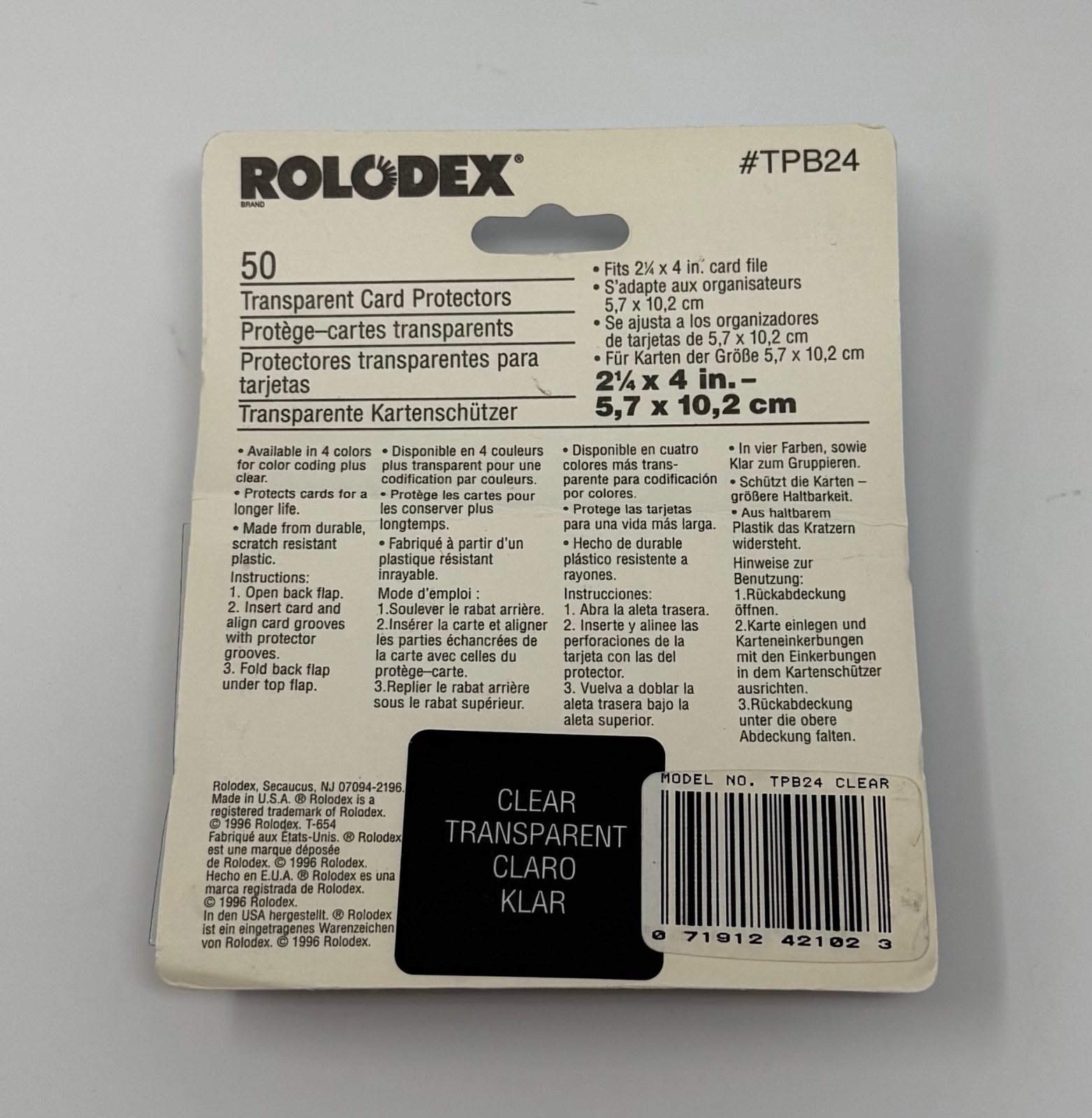 NEW – Rolodex 50 Transparent Card Protectors – 2.25 x 4 inches