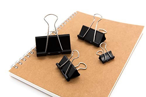 100 Pack Binder Clips Assorted Sizes Black 6 Sizes Office Paper Clamps Set