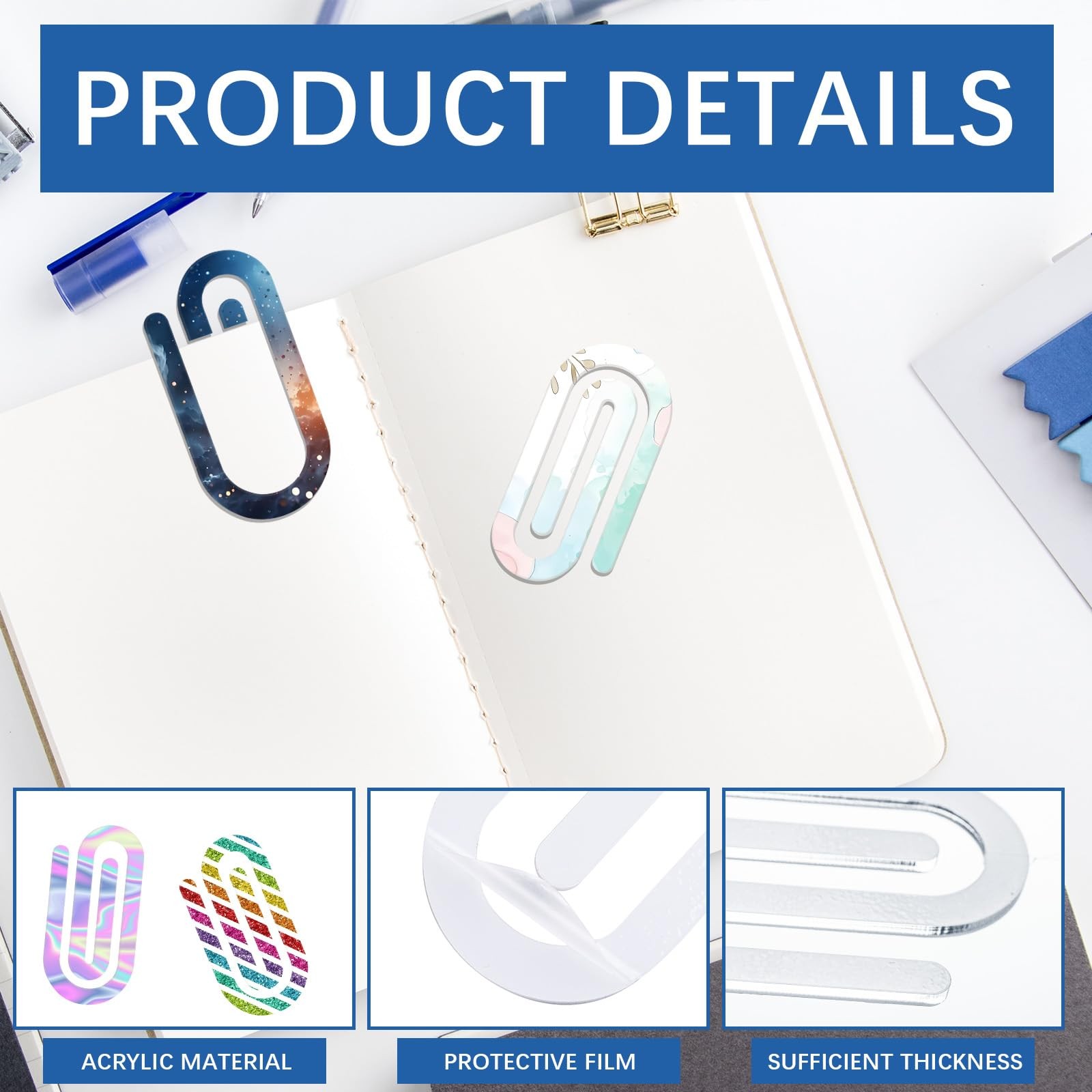 24PCS 4″ x 2″ Bulk Acrylic Sublimation Paper Clip Blanks Jumbo for Bookmarks …