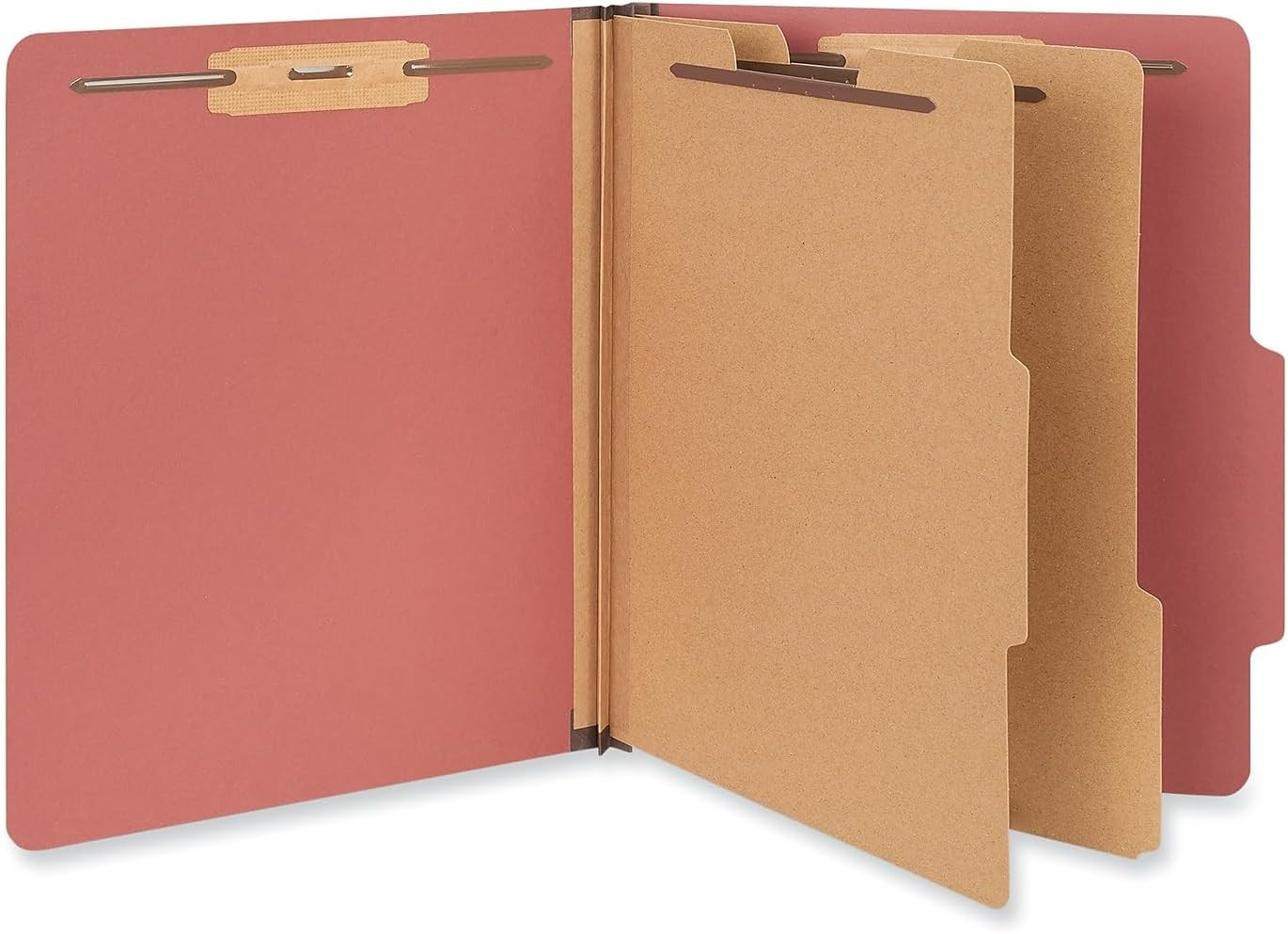 Pressboard Classification Folder, Letter, 6-Section, Red, 10/Box