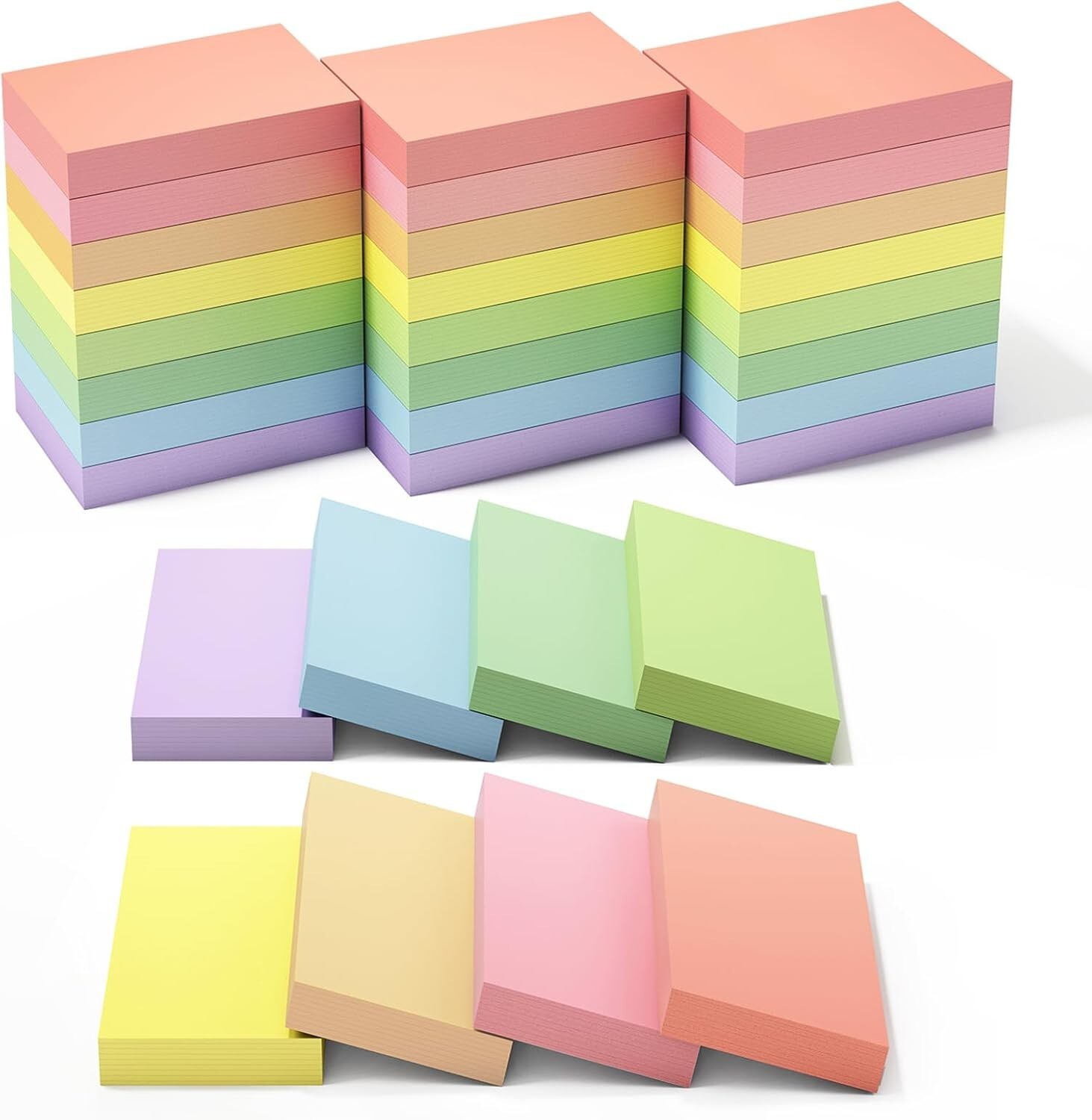 EOOUT Post It Notes, Small Post It Notes, 1.5×2 Inches, 24 Pack Light Colors Sel