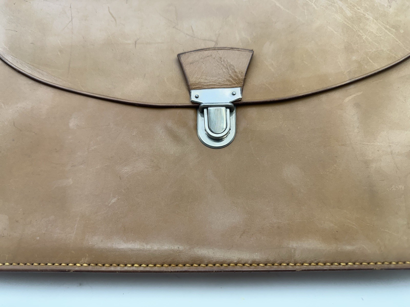 Vintage Haussmann Paris France Leather File Folder Portfolio Central Snap Clasp
