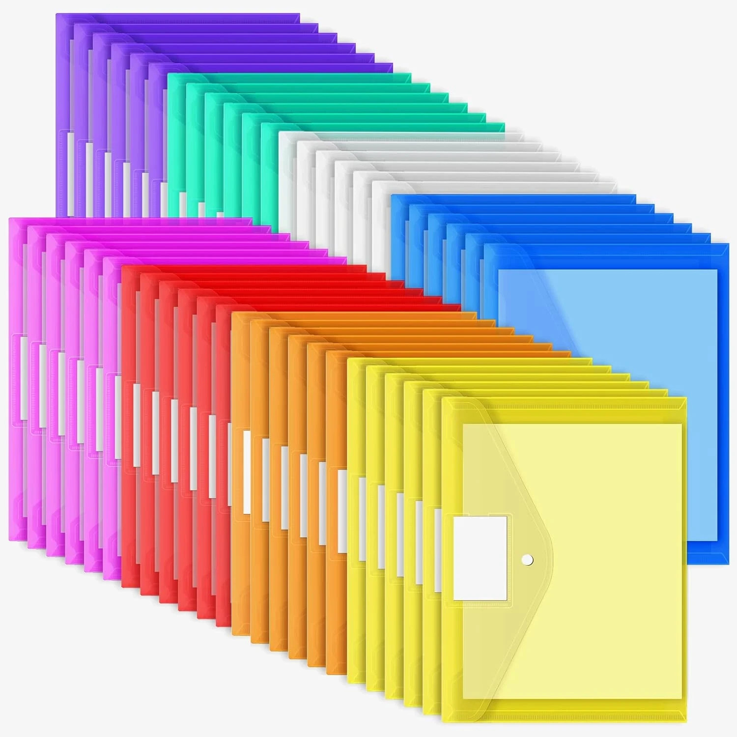 EOOUT 48Pcs Plastic Envelopes Poly Envelopes, Clear Document Folders with Snap B