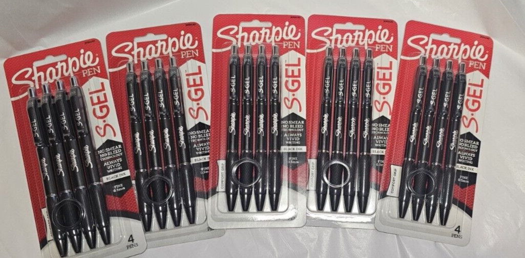 Sharpie S Gel Pen 5PACKS x 4 Fine Point .5mm Pens 4ct x 5pk LOT Bulk