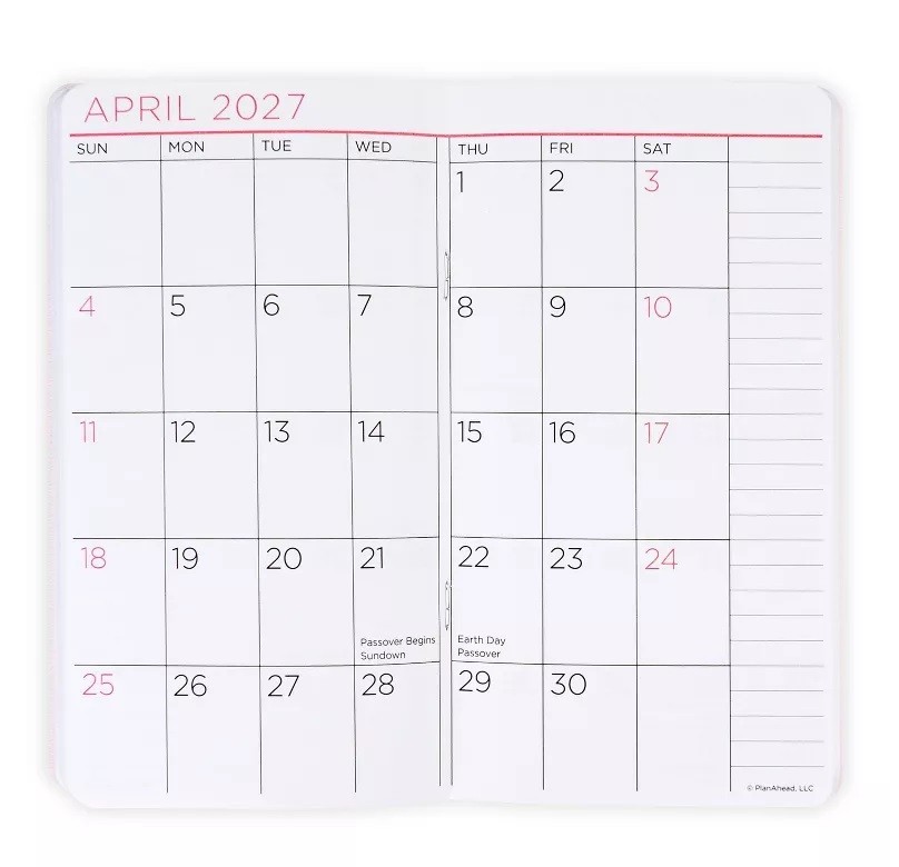 NEW! See It Bigger 3.75″x6.75″ 2 Year 2026-2027 Gold/Pink Monthly Pocket Planner