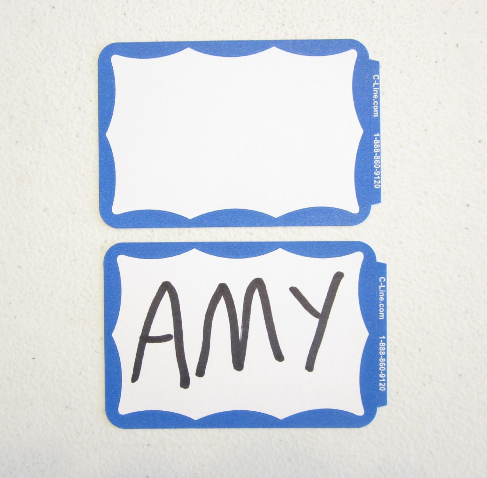 100 BLUE BORDER BADGES NAME TAGS LABELS ID STICKERS PEEL AND STICK ADHESIVE