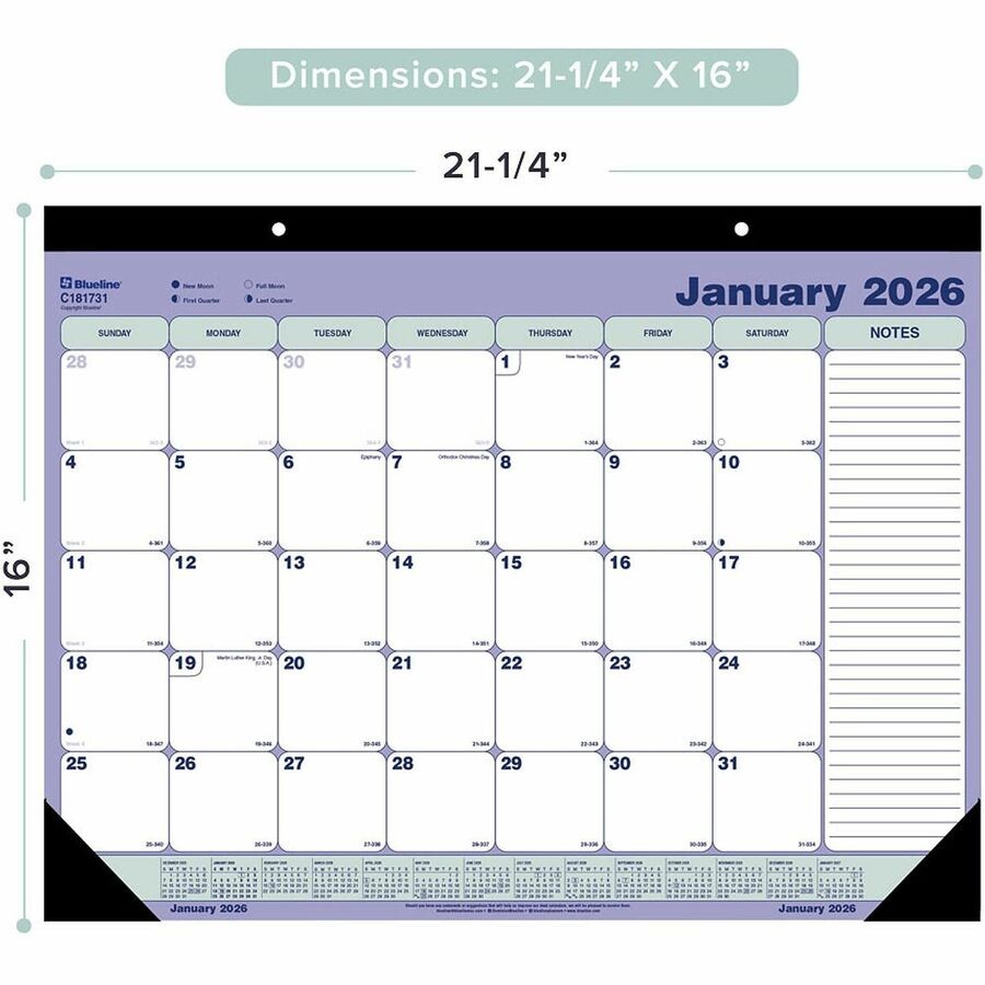 Blueline Monthly Desk Pad Calendar, 21-1/4″ x 16″ , English (c181731)