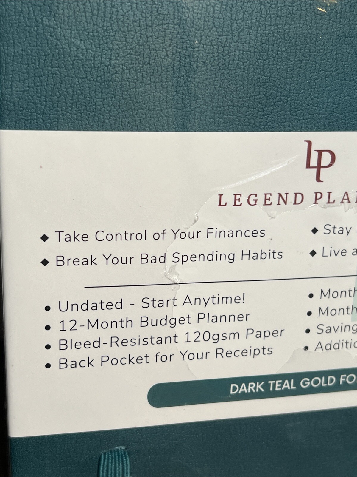 Legend Planner Budget Book – Personal Finance Planner Dark Teal Gold Foil
