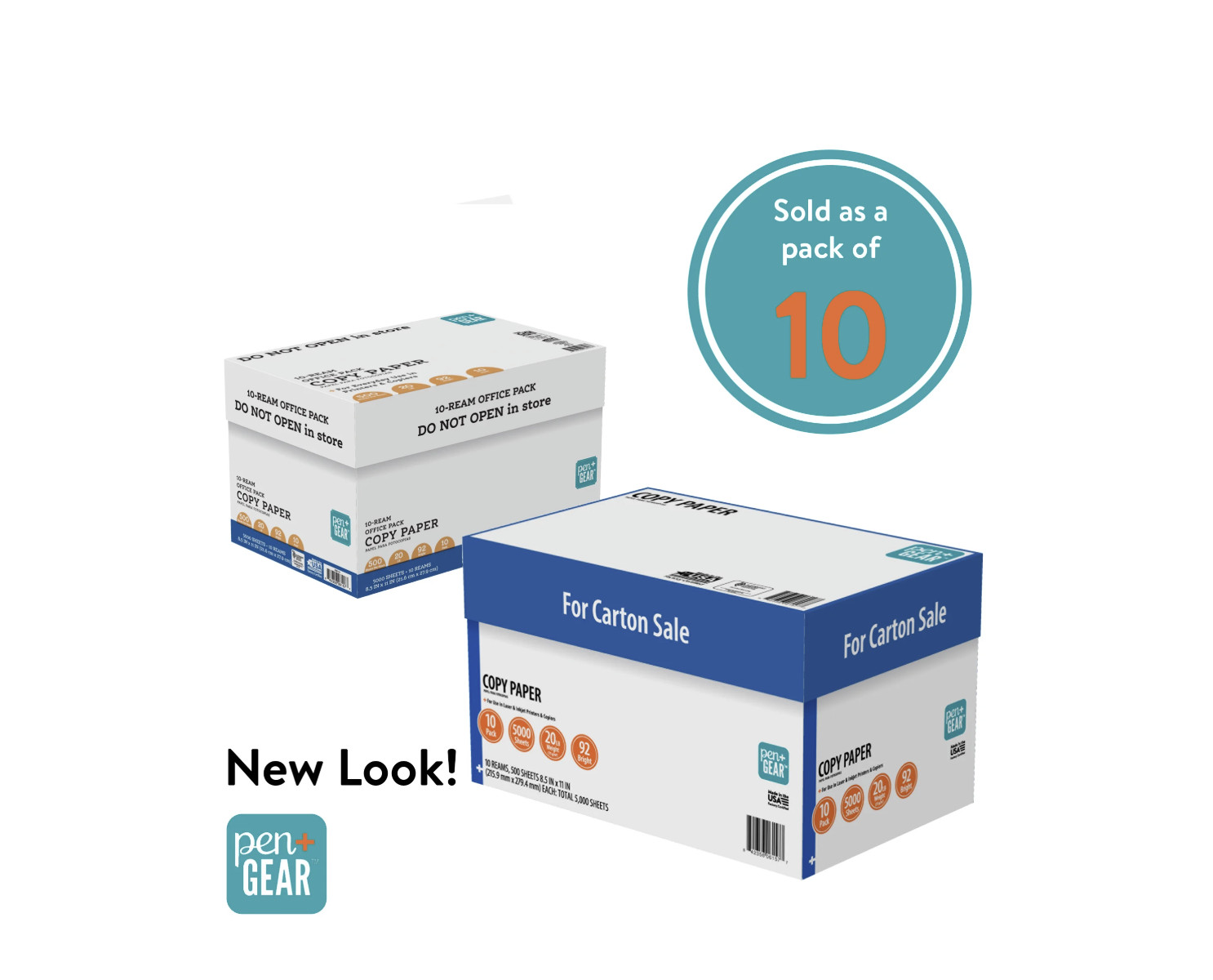 Pen+Gear Copy Paper 8.5×11 92 Bright 20 lb 10 Ream 5000 Sheets