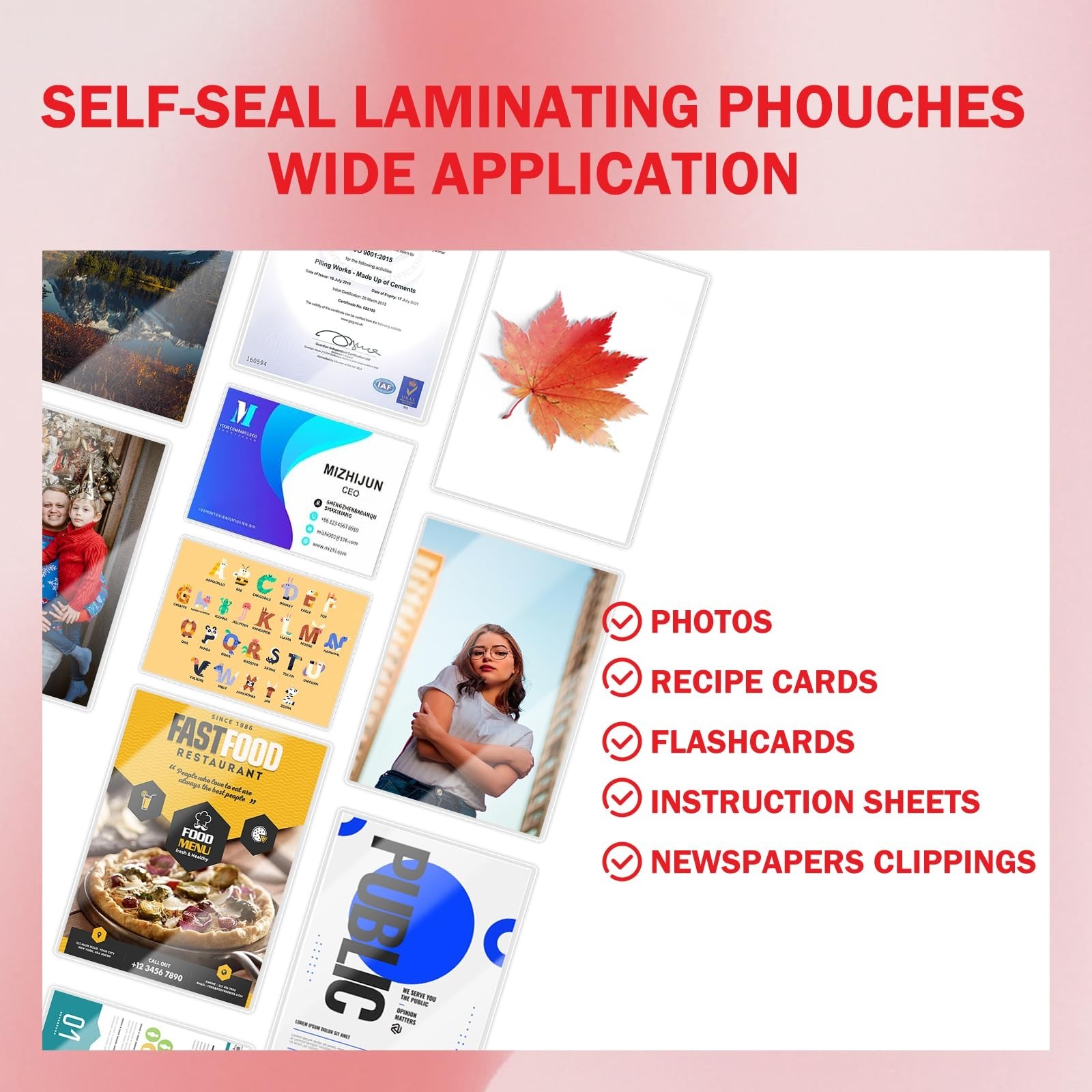 50 Pack Self Sealing Laminating Pouches for Small Business Card,10 Mil Thick …