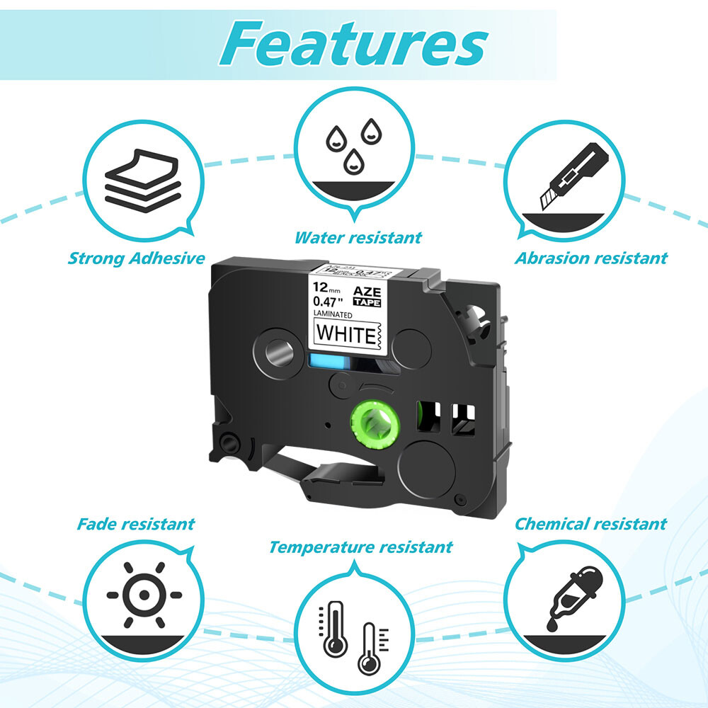 5PK TZ TZE231 Label Tape PT-1100 Black on White Compatible with Brother P-Touch