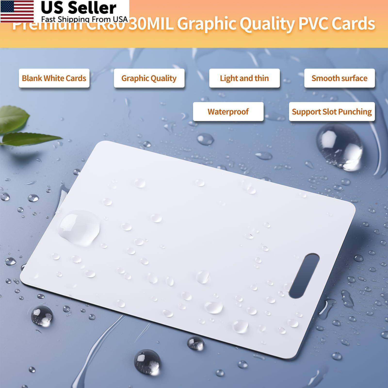 20 Pack Premium Blank PVC Cards with Slot Punch 20 Pack, Vertical