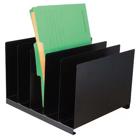 File Holder, Black, Steel, 12 In W, 11 In L, 8 1/8 In H, 5 Number Of