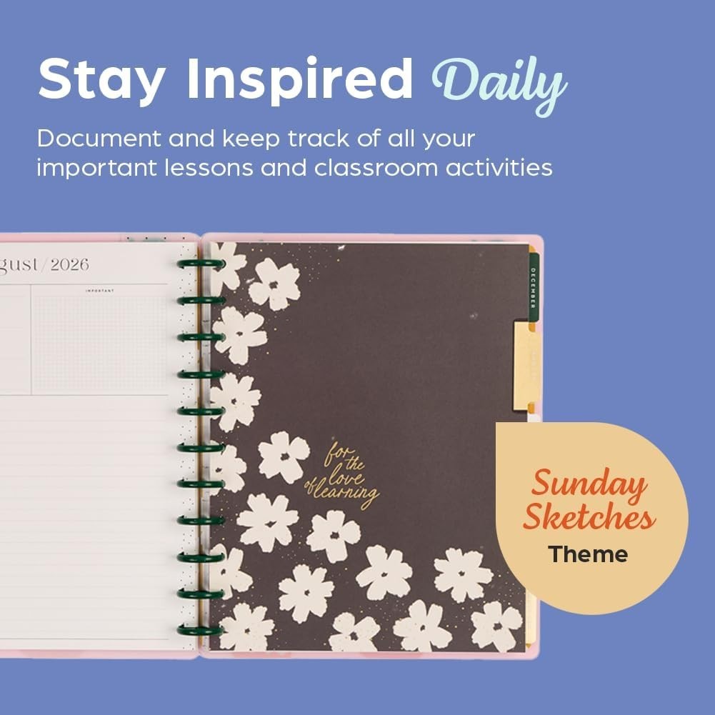 2026-2027 Sunday Sketches Planner, Big Academic Layout for Teachers and Students
