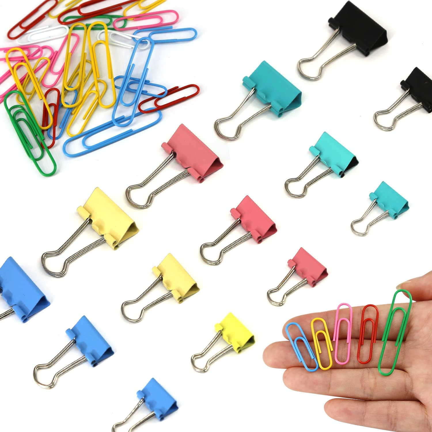 Paper Clips & Binder Clips | 340 pieces | Assorted Sizes/Colors, Tempered Steel