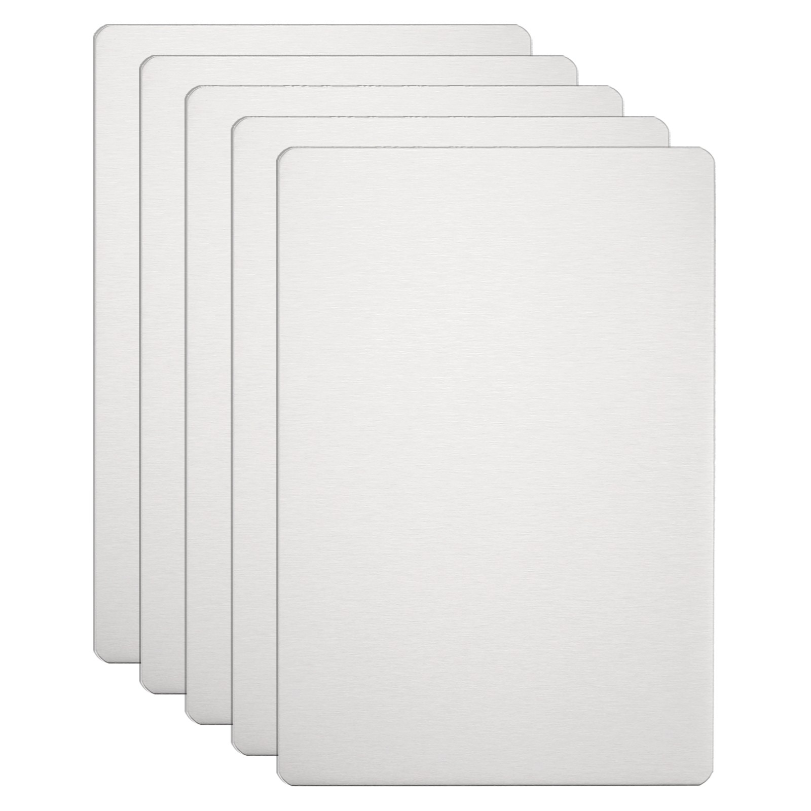 5pcs Metal Business Cards Blanks 2.6×1.8×0.02 Inch Brushed Laser Engrave Silver