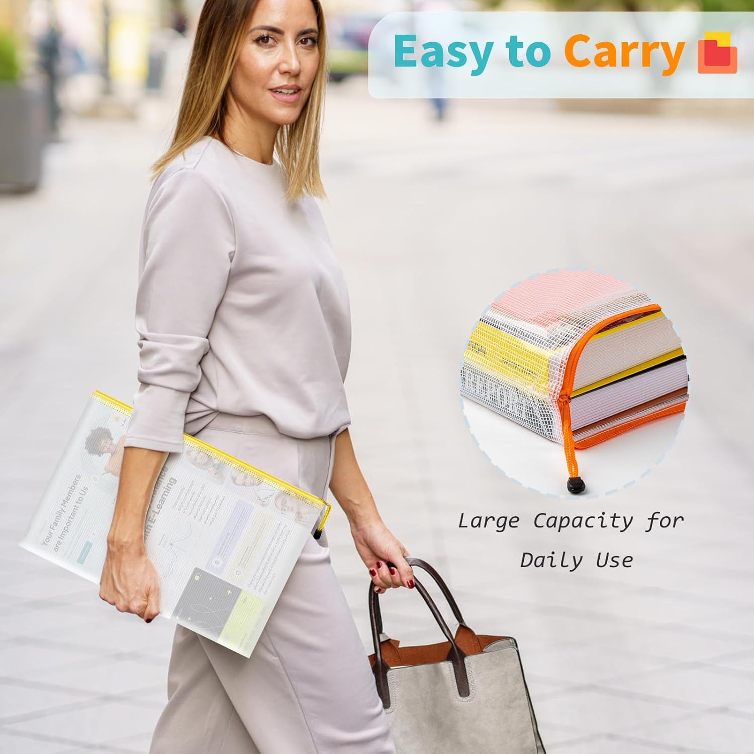 Umriox 24 Pack 12 Colors Zipper Pouches for Organizing, Letter Size, A4 Size